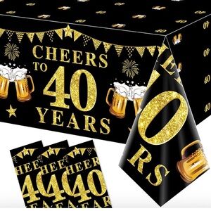 Cheers to 40 Years Black and Gold Party decorations